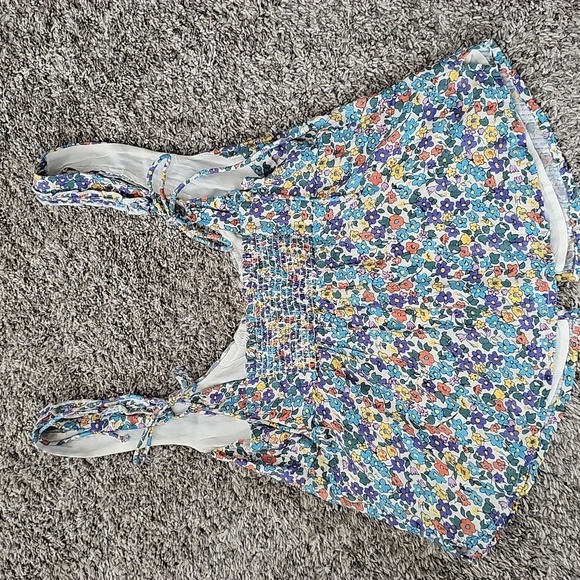 NWT Free People Ellia Printed Floral Smocked Ruffle Blouse Top - Picture 6 of 6